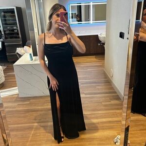 Black Velvet Formal Bridesmaid Dress Bump Friendly